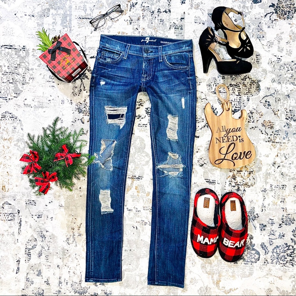 7 FOR ALL MANKIND Roxanne Jeans Skinny Destroyed